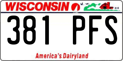 WI license plate 381PFS
