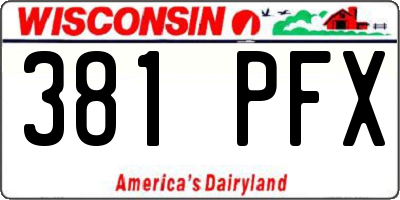 WI license plate 381PFX