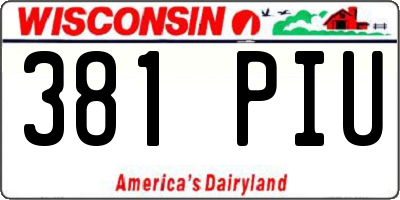 WI license plate 381PIU
