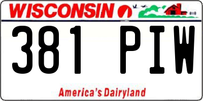 WI license plate 381PIW