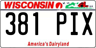 WI license plate 381PIX
