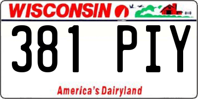 WI license plate 381PIY