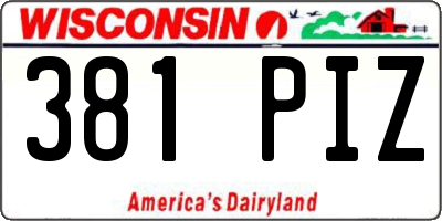 WI license plate 381PIZ