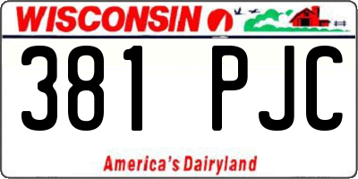 WI license plate 381PJC