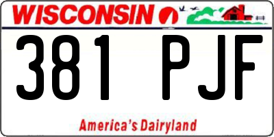 WI license plate 381PJF