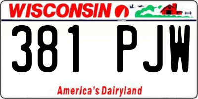 WI license plate 381PJW