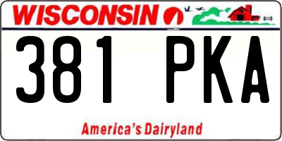 WI license plate 381PKA