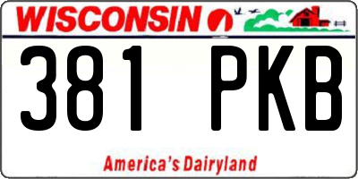 WI license plate 381PKB