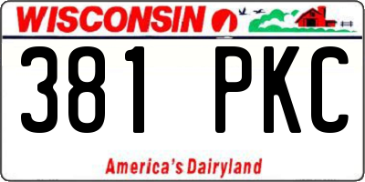 WI license plate 381PKC