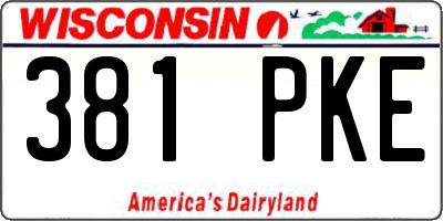 WI license plate 381PKE