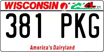 WI license plate 381PKG