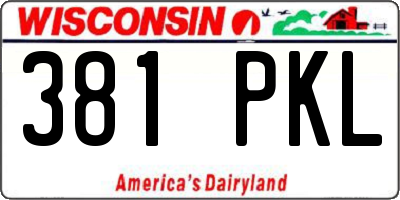 WI license plate 381PKL