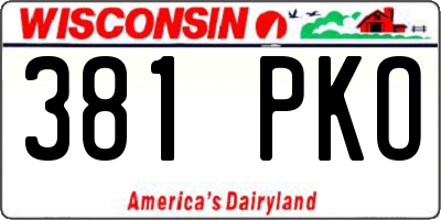 WI license plate 381PKO