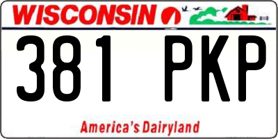 WI license plate 381PKP