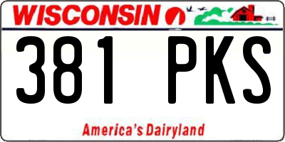 WI license plate 381PKS