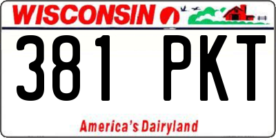 WI license plate 381PKT