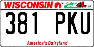 WI license plate 381PKU