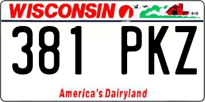 WI license plate 381PKZ