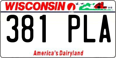 WI license plate 381PLA