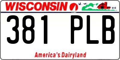 WI license plate 381PLB