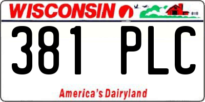 WI license plate 381PLC
