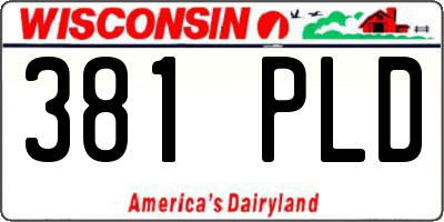 WI license plate 381PLD