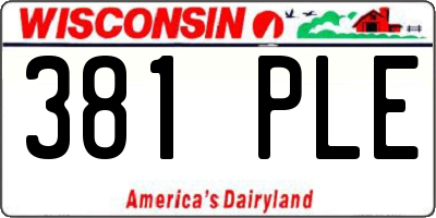 WI license plate 381PLE