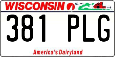 WI license plate 381PLG