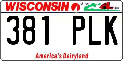 WI license plate 381PLK