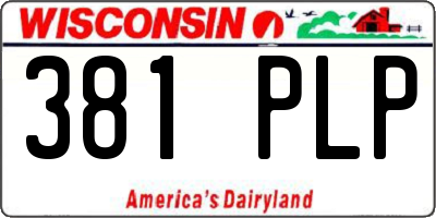 WI license plate 381PLP
