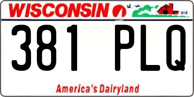 WI license plate 381PLQ