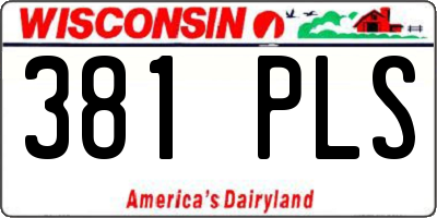 WI license plate 381PLS