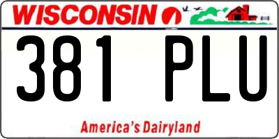 WI license plate 381PLU