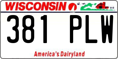 WI license plate 381PLW