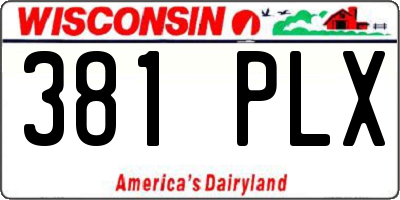 WI license plate 381PLX