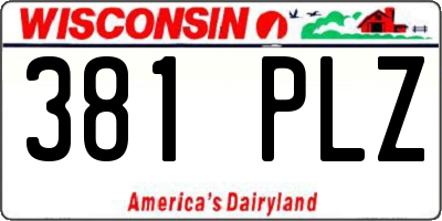 WI license plate 381PLZ