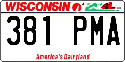 WI license plate 381PMA