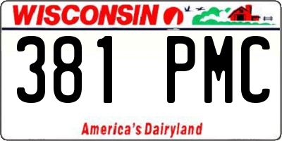 WI license plate 381PMC