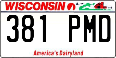 WI license plate 381PMD