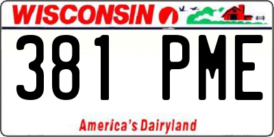 WI license plate 381PME
