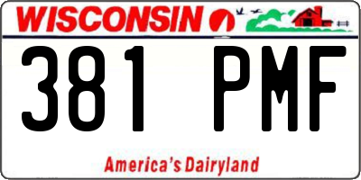 WI license plate 381PMF