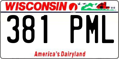 WI license plate 381PML