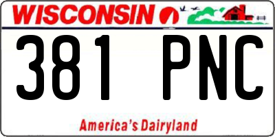 WI license plate 381PNC