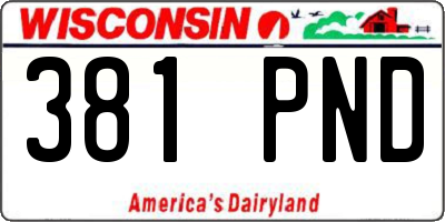 WI license plate 381PND