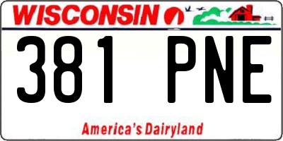 WI license plate 381PNE
