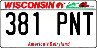 WI license plate 381PNT