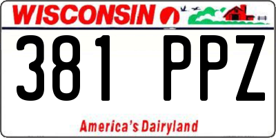 WI license plate 381PPZ