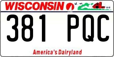 WI license plate 381PQC