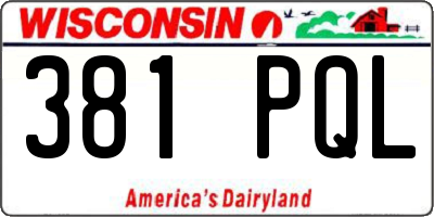 WI license plate 381PQL