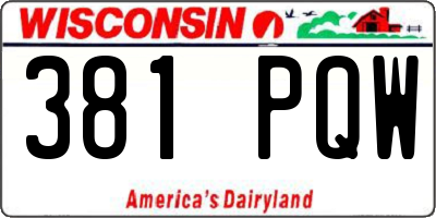 WI license plate 381PQW